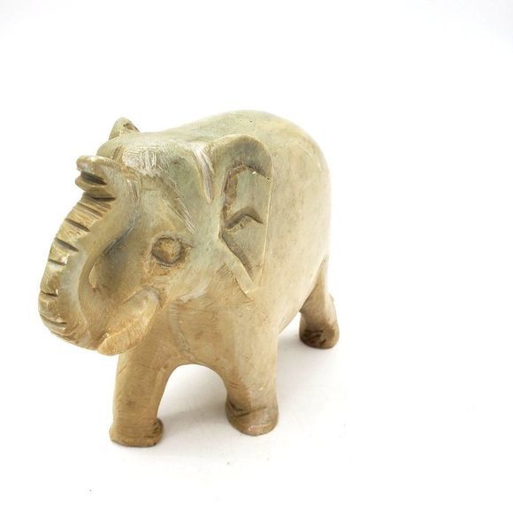 VTG Marble Elephant Figurine Carved Stone Paper Weight Decor Safari Shelf Decor‎ - Picture 2 of 7